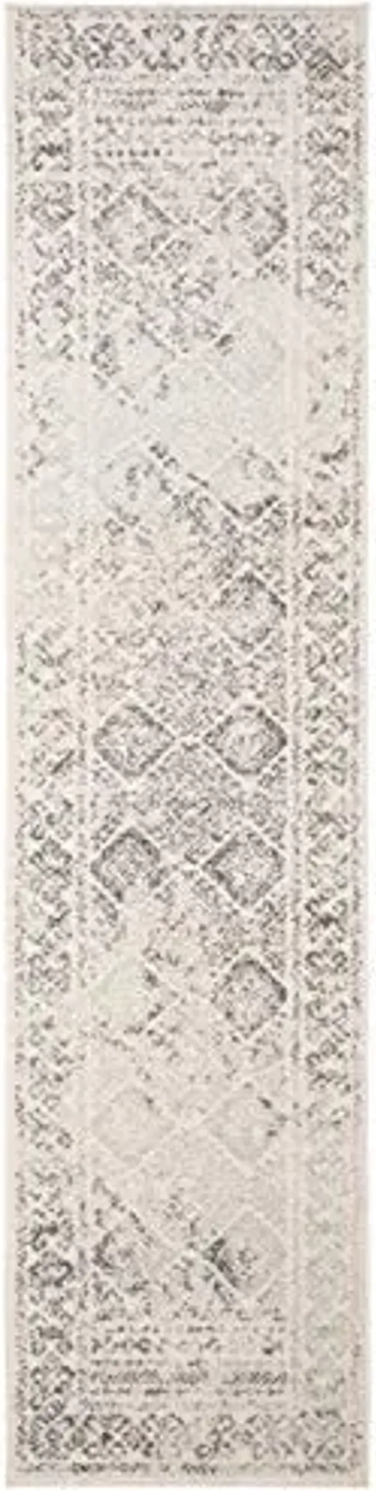 SAFAVIEH Tulum Collection Runner Rug - 2' x 8', Ivory & Grey, Moroccan Boho Distressed Design, Non-Shedding & Easy to Clean, Ideal for Living Room, Hallway, Foyer, Entryway, Bedroom (TUL264A)