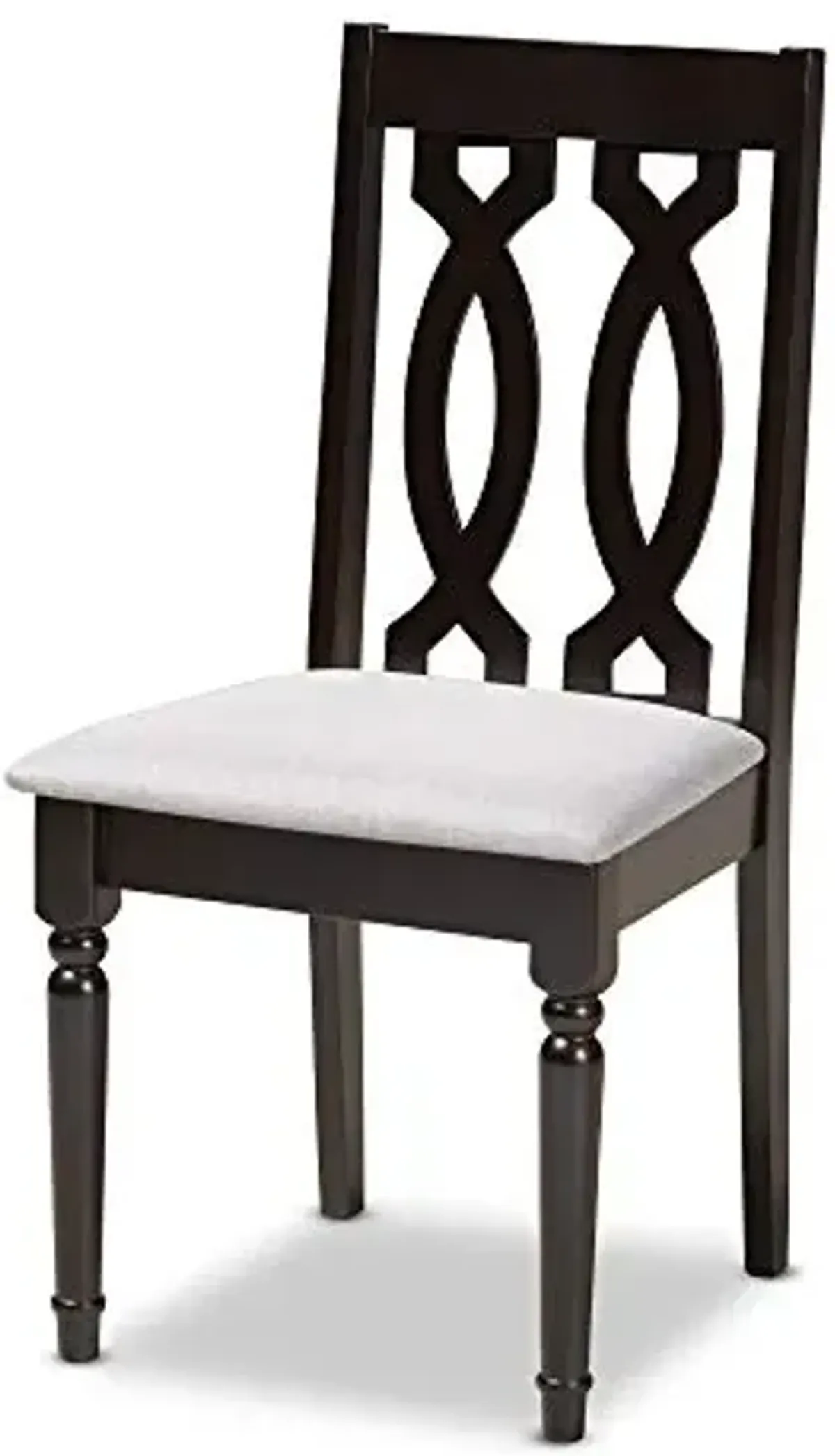 Baxton Studio Cherese Dining Chair and Dining Chair Grey Fabric Upholstered Espresso Brown Finished Wood Dining Chair