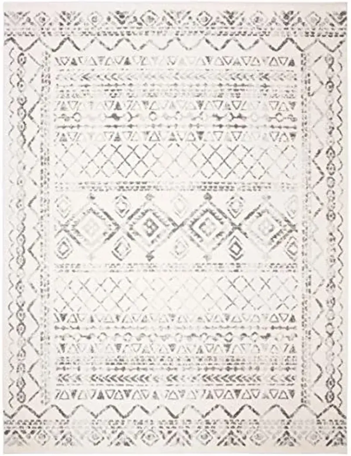SAFAVIEH Area Rug 8x10 - Tulum Collection - Large - Ivory & Grey, Moroccan Boho Distressed Design, Non-Shedding & Easy Cleaning, Ideal for Living Room, Bedroom, Office, Dining Space (TUL268A)