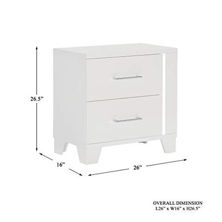 Homelegance 2-Drawer Nightstand, One Size, White