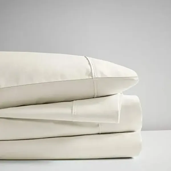 Beautyrest BR 600 TC Cooling Cotton Blend Solid Sheet 16 Inch Deep Pocket, All Season, Soft Bedding-Set, Matching Pillow Case, Cal King, Ivory 4 Piece (BR20-0993)