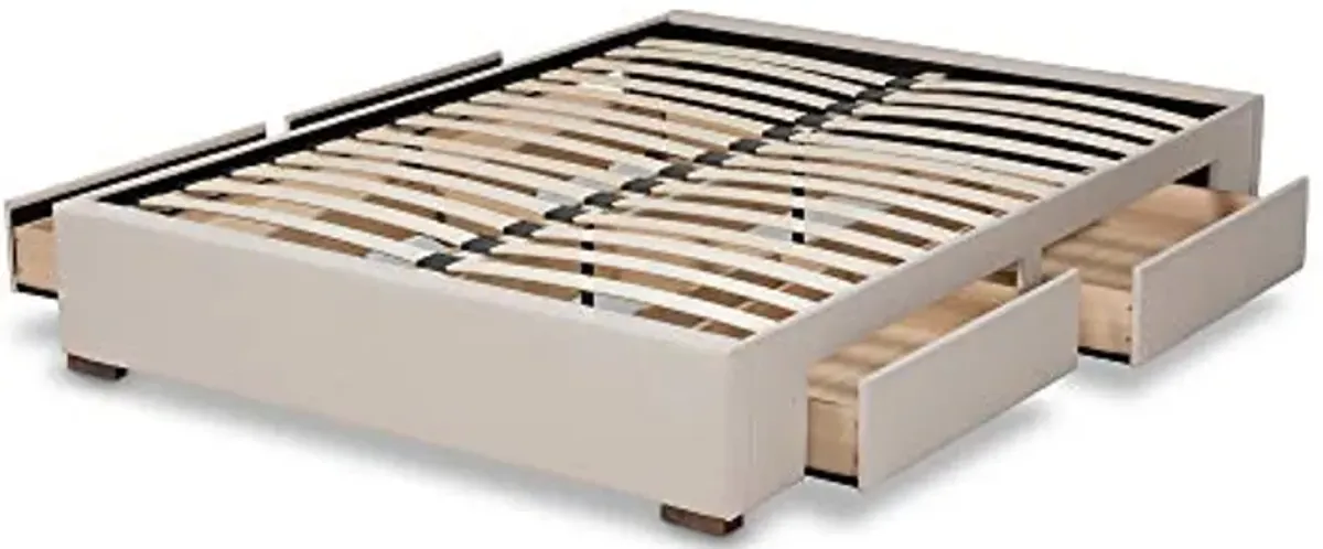 Baxton Studio Bed Frame, Queen, Beige