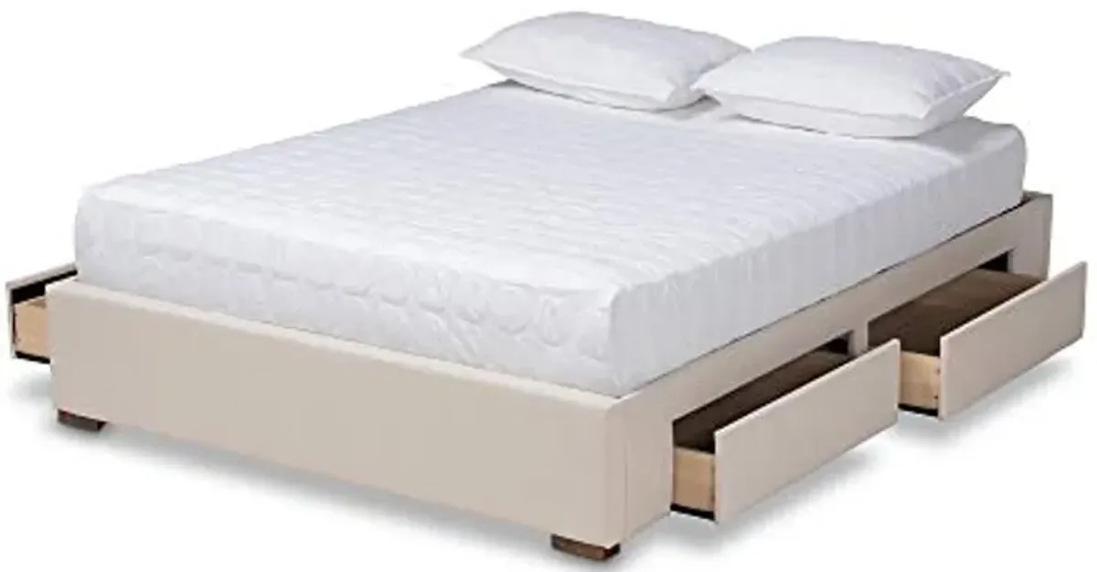 Baxton Studio Bed Frame, Queen, Beige