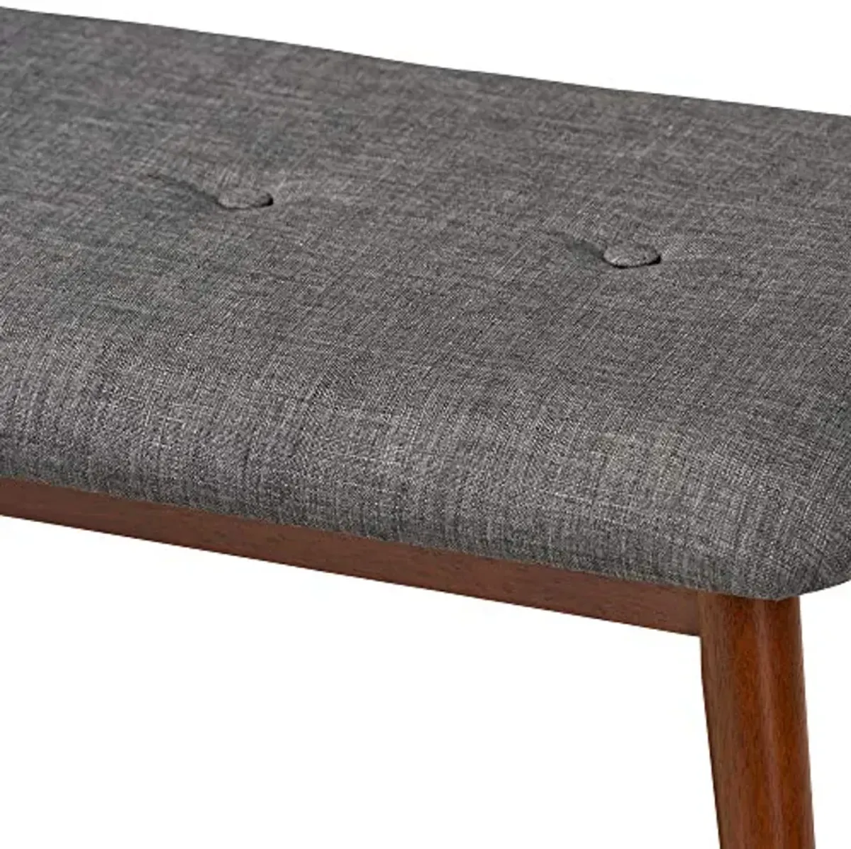 Baxton Studio Flora II Mid-Century Dining Bench Dark Grey Fabric Upholstered Medium Oak Finished Wood Dining Bench