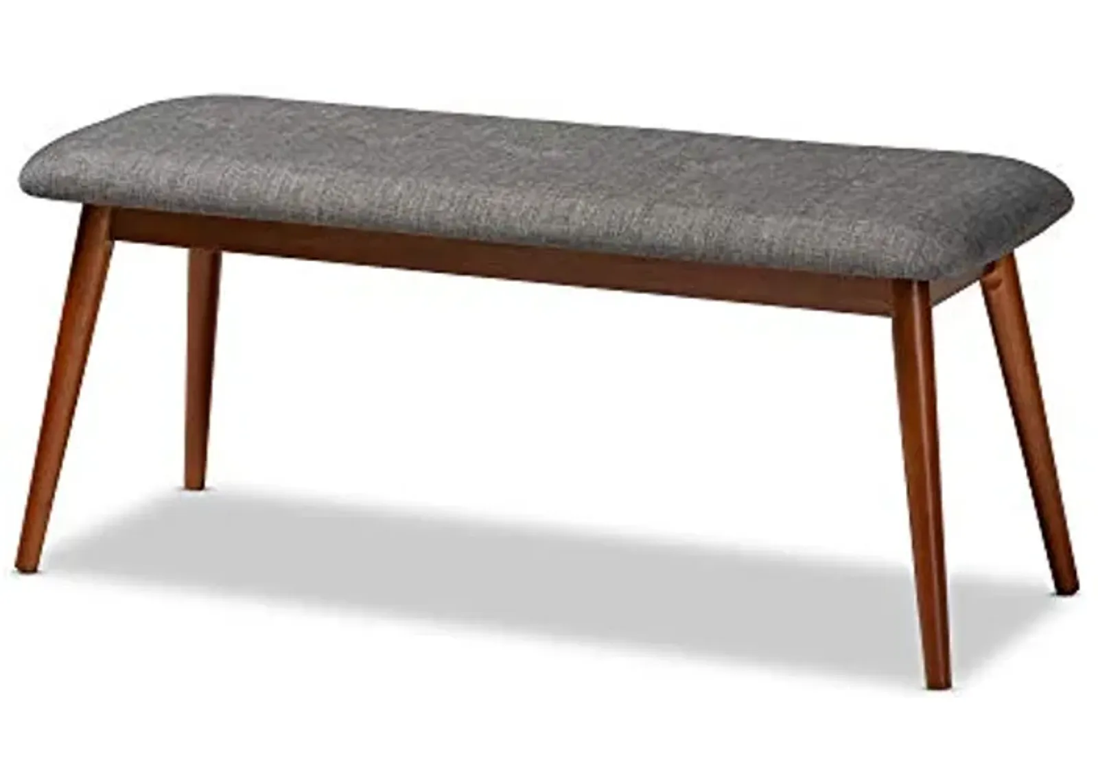 Baxton Studio Flora II Mid-Century Dining Bench Dark Grey Fabric Upholstered Medium Oak Finished Wood Dining Bench