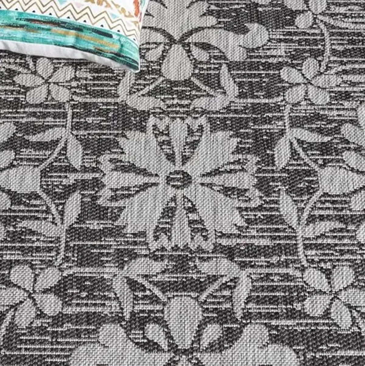 SAFAVIEH Courtyard Collection 8' x 11' Black / Grey CY8064 Indoor/ Outdoor Patio Backyard Mudroom Area Rug