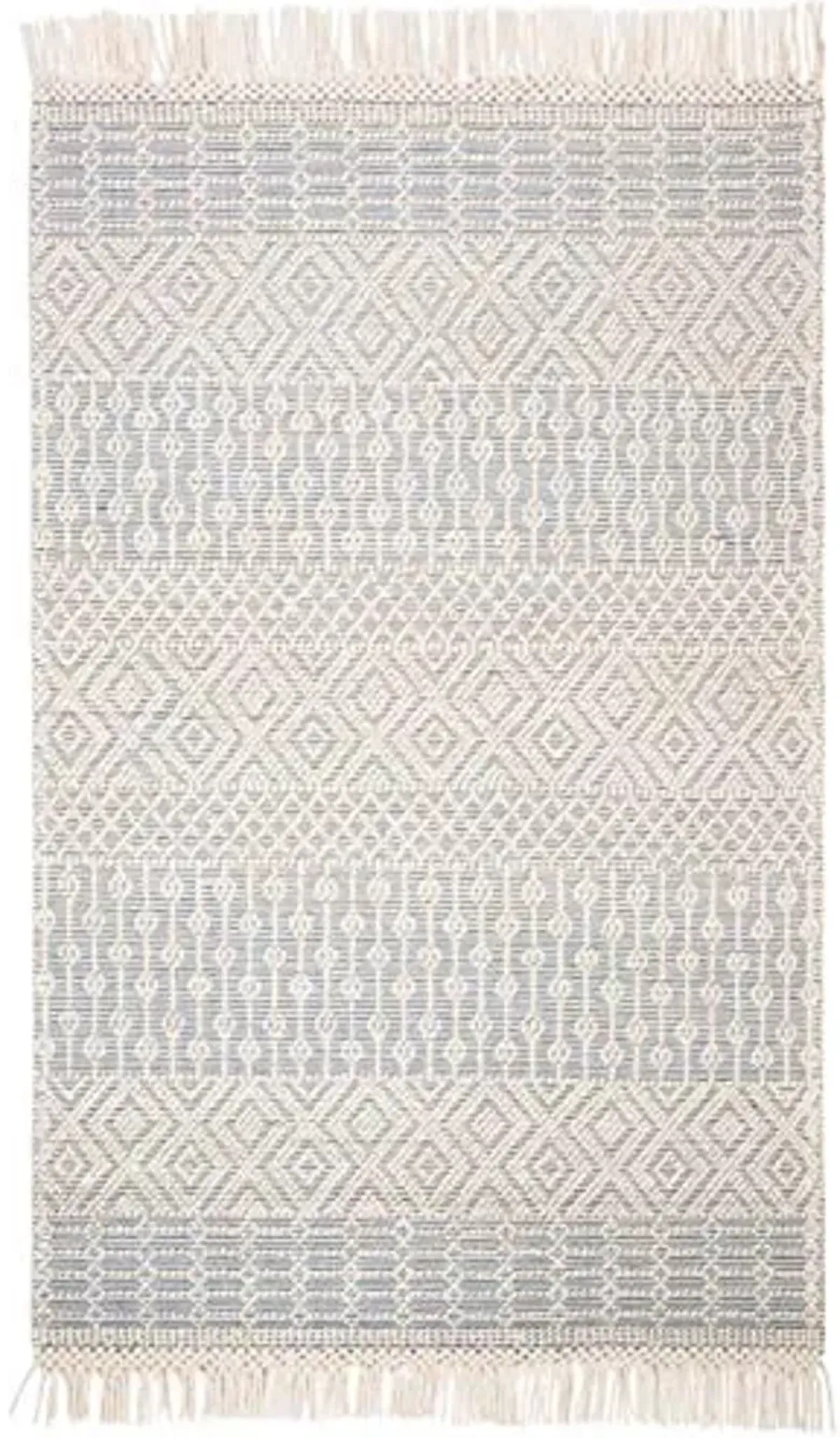 SAFAVIEH Natura Collection Area Rug - 5' x 8', Ivory & Grey, Handmade Moroccan Boho Wool Fringe, Ideal for High Traffic Areas in Living Room, Bedroom (NAT852A)
