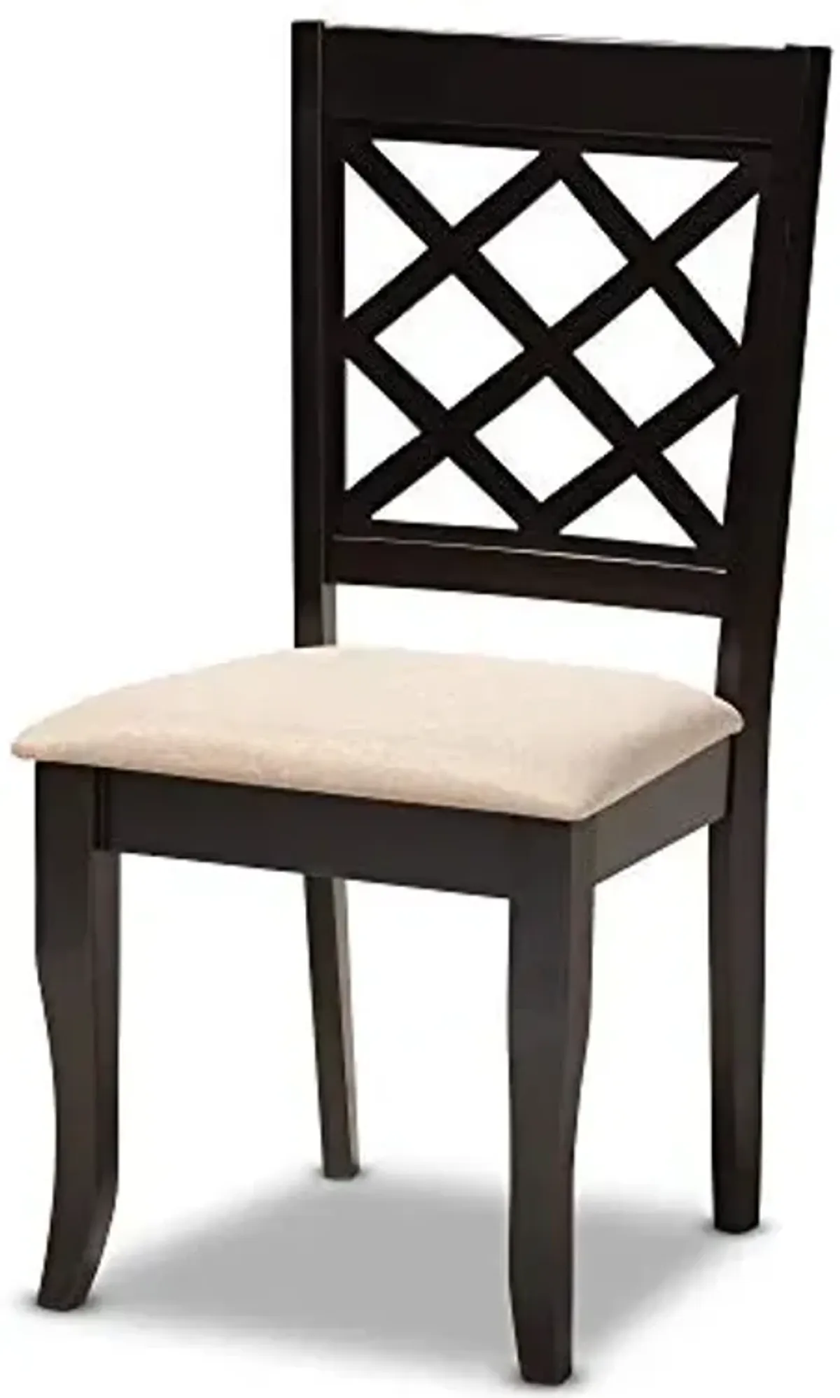 Baxton Studio Verner Dining Chair - Sand Fabric Upholstered, Espresso Brown Finished Wood