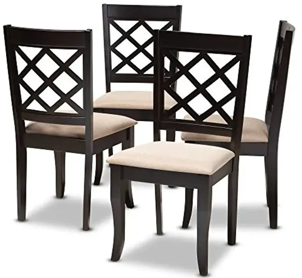 Baxton Studio Verner Dining Chair - Sand Fabric Upholstered, Espresso Brown Finished Wood