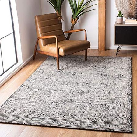 SAFAVIEH Abstract Collection 9' x 12' Ivory / Chocolate ABT340H Handmade Premium Wool Area Rug