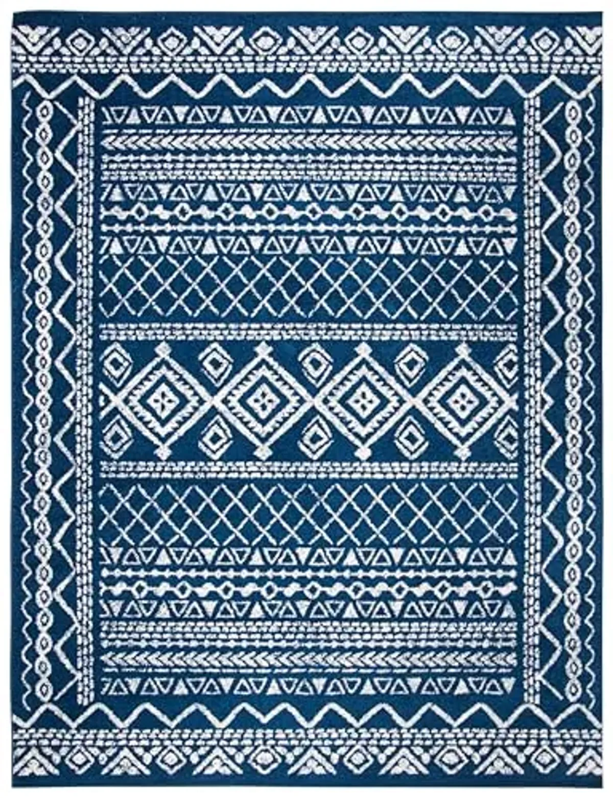 SAFAVIEH Area Rug 9x12 - Tulum Collection - Large - Navy & Ivory, Moroccan Boho Distressed Design, Non-Shedding & Easy to Clean, Ideal for Living Room, Bedroom, Dining Space (TUL268N)