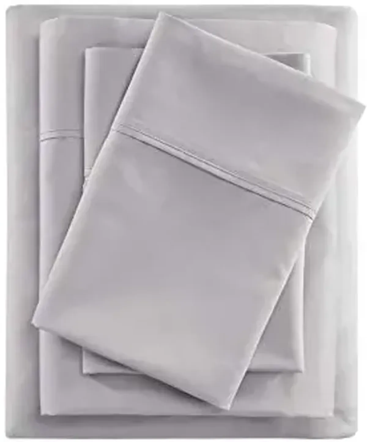 Beautyrest BR 600 TC Cooling Cotton Blend Solid Sheet 16 Inch Deep Pocket, All Season, Soft Bedding-Set, Matching Pillow Case, Queen, Grey 4 Piece (BR20-0995)