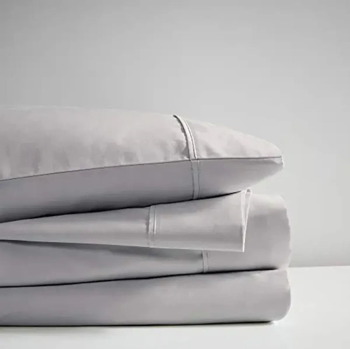 Beautyrest BR 600 TC Cooling Cotton Blend Solid Sheet 16 Inch Deep Pocket, All Season, Soft Bedding-Set, Matching Pillow Case, Queen, Grey 4 Piece (BR20-0995)