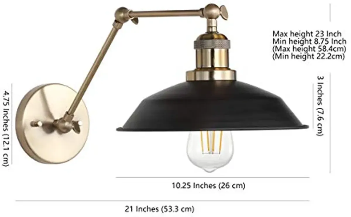 SAFAVIEH SCN4026A Lighting Kingston Adjustable Brass Gold and Black Wall (LED Bulb Included) Sconce