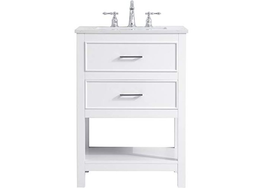 Elegant Decor Sinclaire 24" Single Quartz Top Bathroom Vanity in White