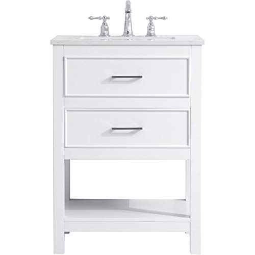 Elegant Decor Sinclaire 24" Single Quartz Top Bathroom Vanity in White