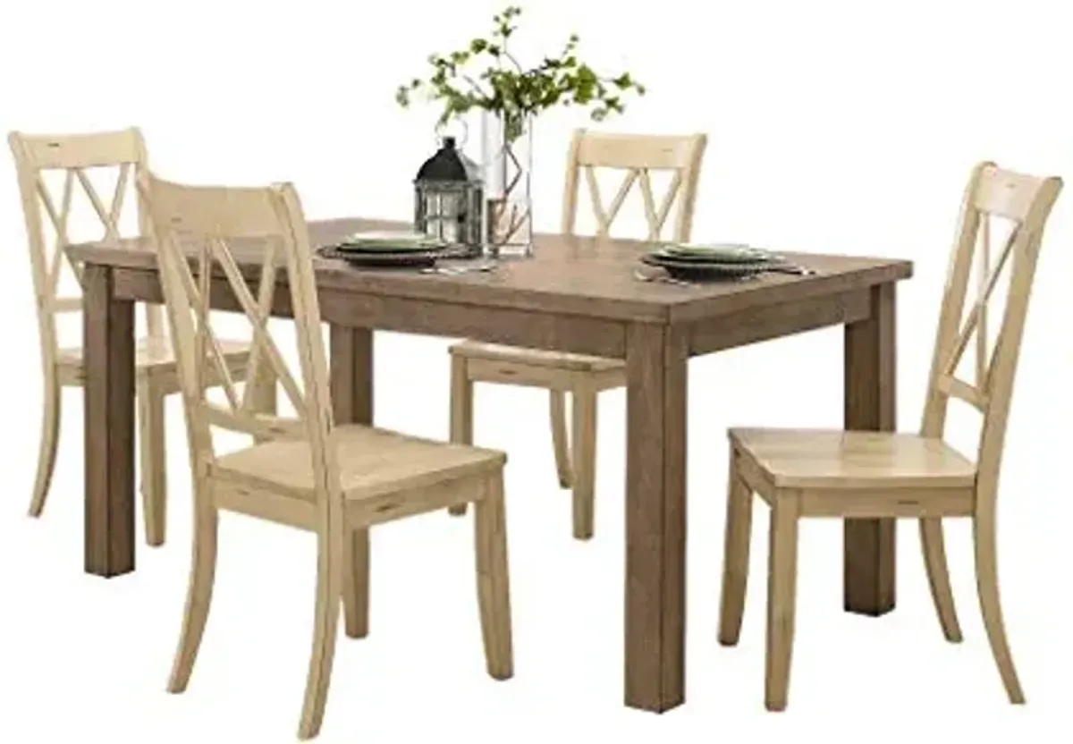 Homelegance 5-Piece Dining Set, Buttermilk