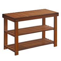 SONGMICS Shoe Rack Bench, 3-Tier Bamboo Shoe Storage Organizer, Entryway Bench, Holds Up to 286 lb, for Entryway Bathroom Bedroom, Walnut Color ULBS04WL