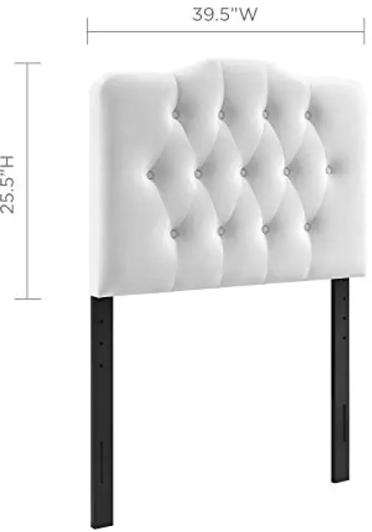 Modway Annabel Diamond Tufted Performance Velvet Twin Headboard in White