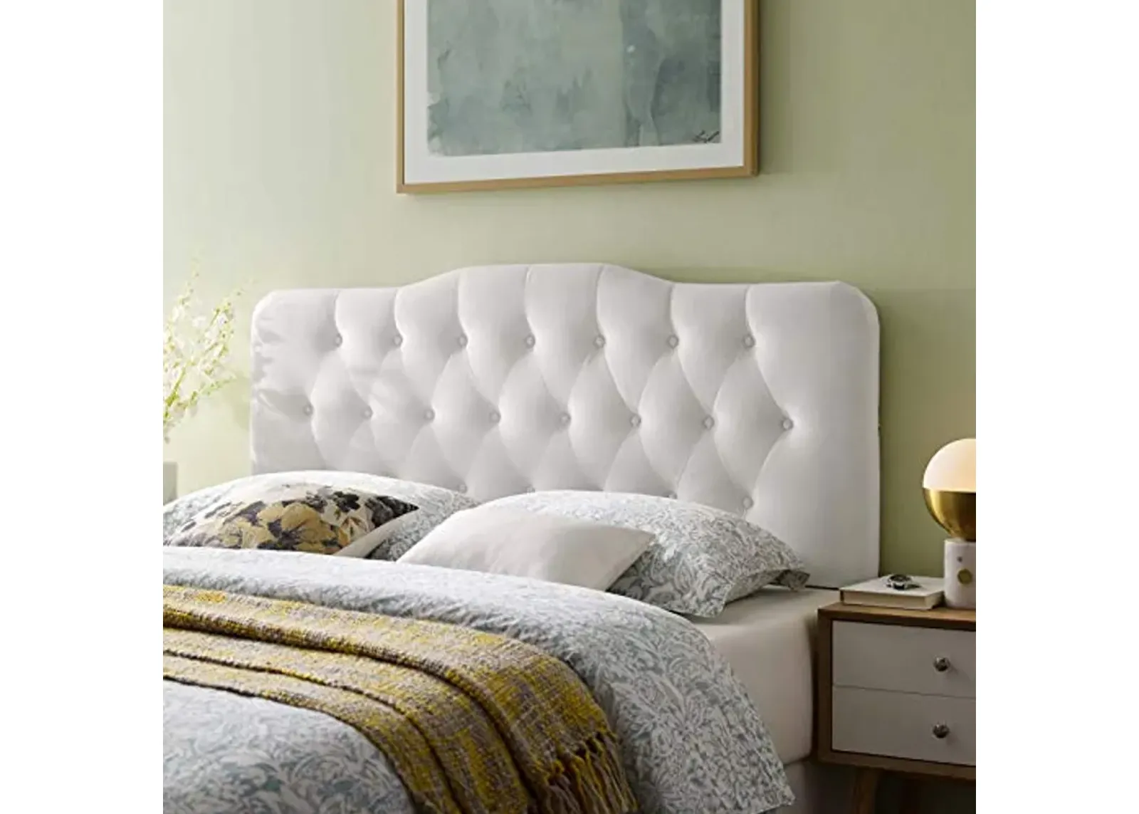 Modway Annabel Diamond Tufted Performance Velvet Twin Headboard in White