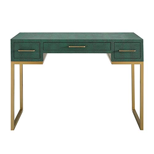 Southern Enterprises Carabelle Desk, Textured Emerald Alligator, Gold