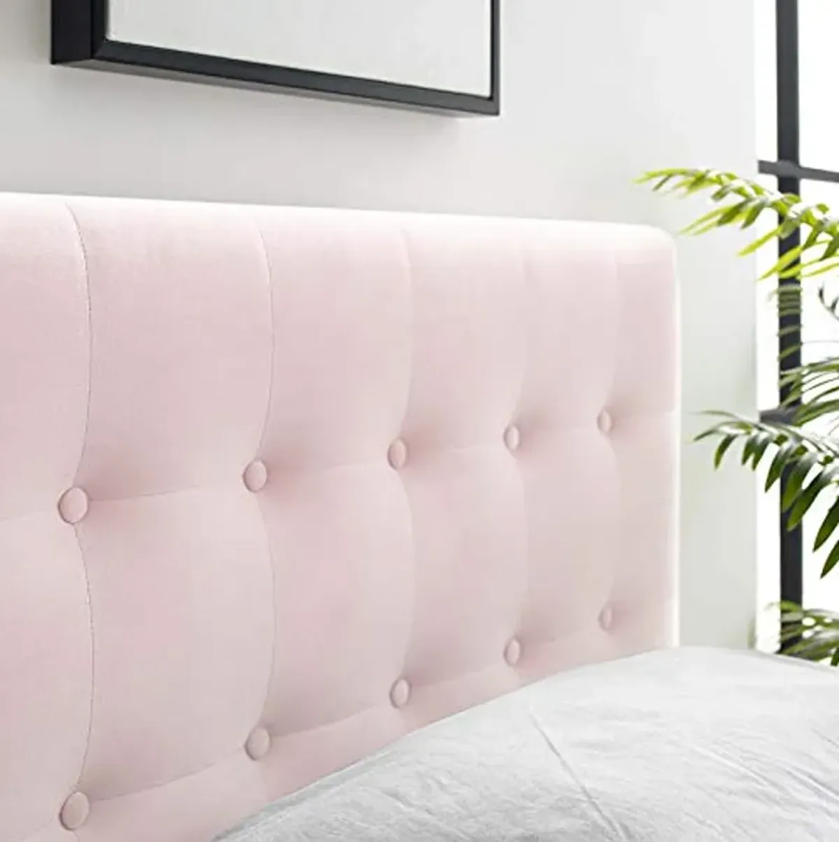 Modway Emily Twin Biscuit Tufted Performance Velvet Headboard, Pink