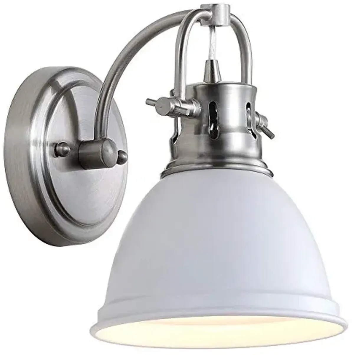 SAFAVIEH SCN4053B Lighting Lawson Brush Nickel and White Bathroom (LED Bulb Included) Sconce