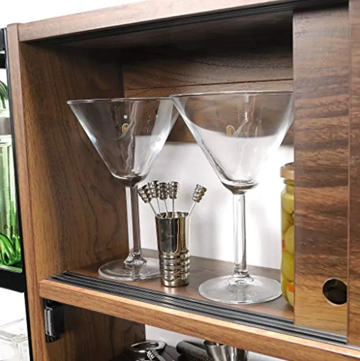 Sauder Harvey Park Wall Bar, Grand Walnut Finish