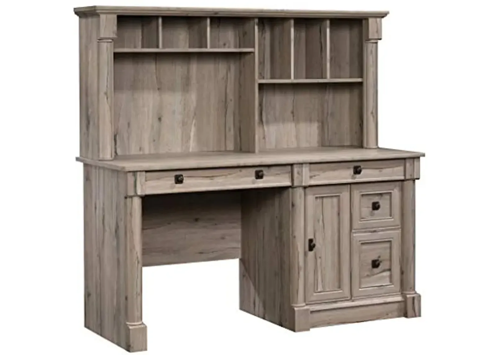 Sauder 424814 Palladia Computer Desk with Hutch, Split Oak Finish