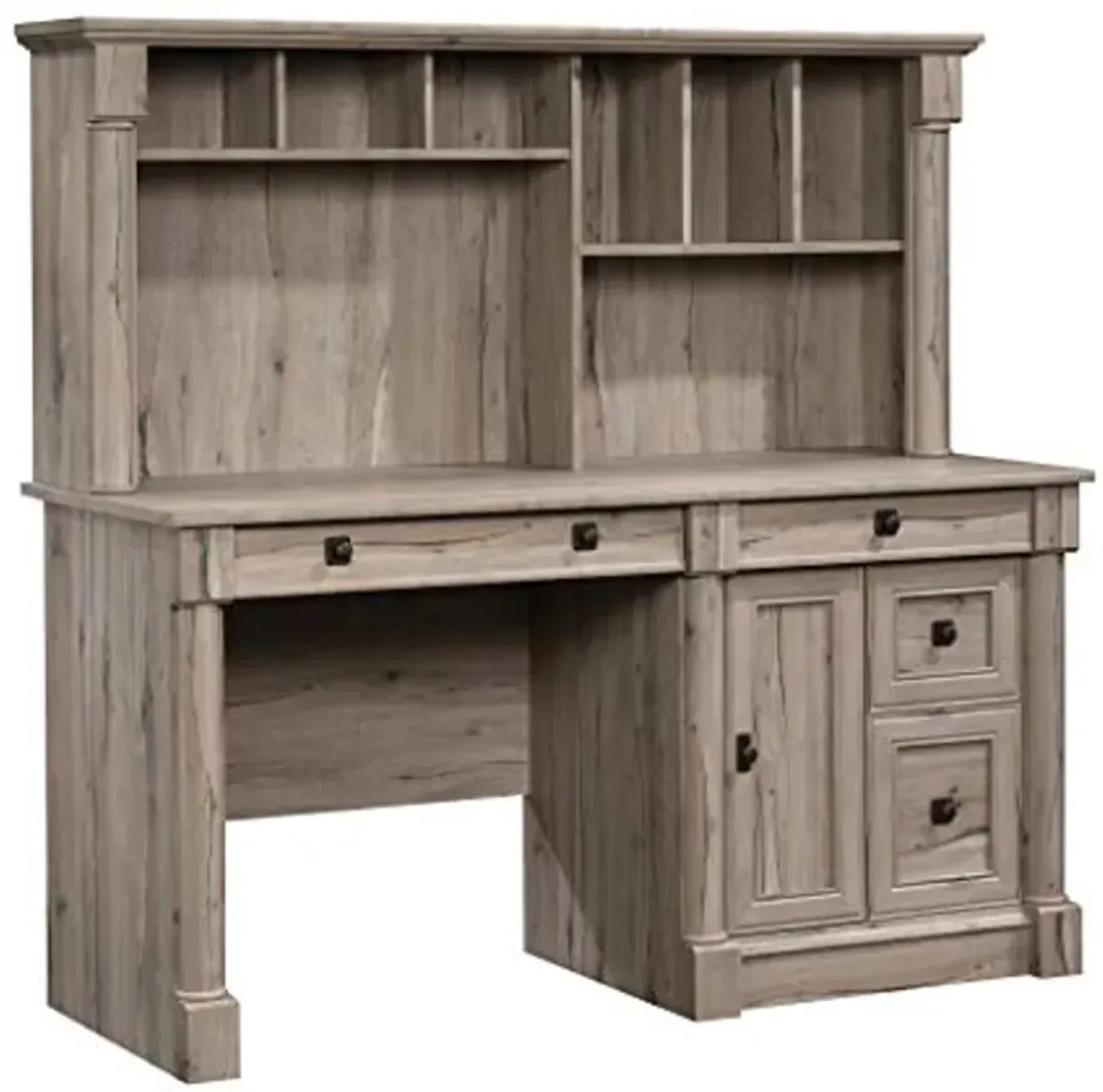 Sauder 424814 Palladia Computer Desk with Hutch, Split Oak Finish