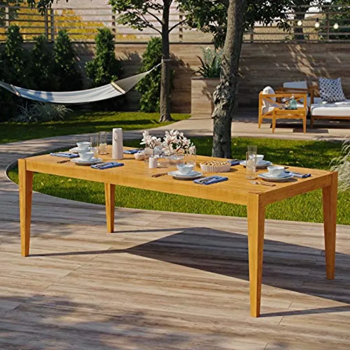 Modway EEI-3430-NAT Northlake 85" Outdoor Patio Premium Grade A Teak, Dining Table, Natural