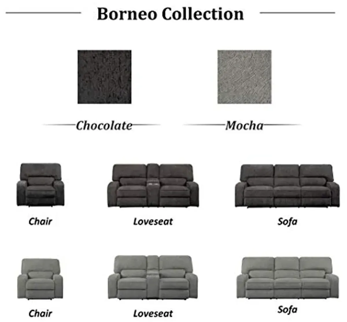 Homelegance Power Reclining Sofa Set, Mocha