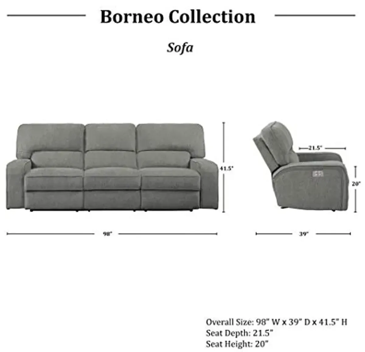 Homelegance Power Reclining Sofa Set, Mocha