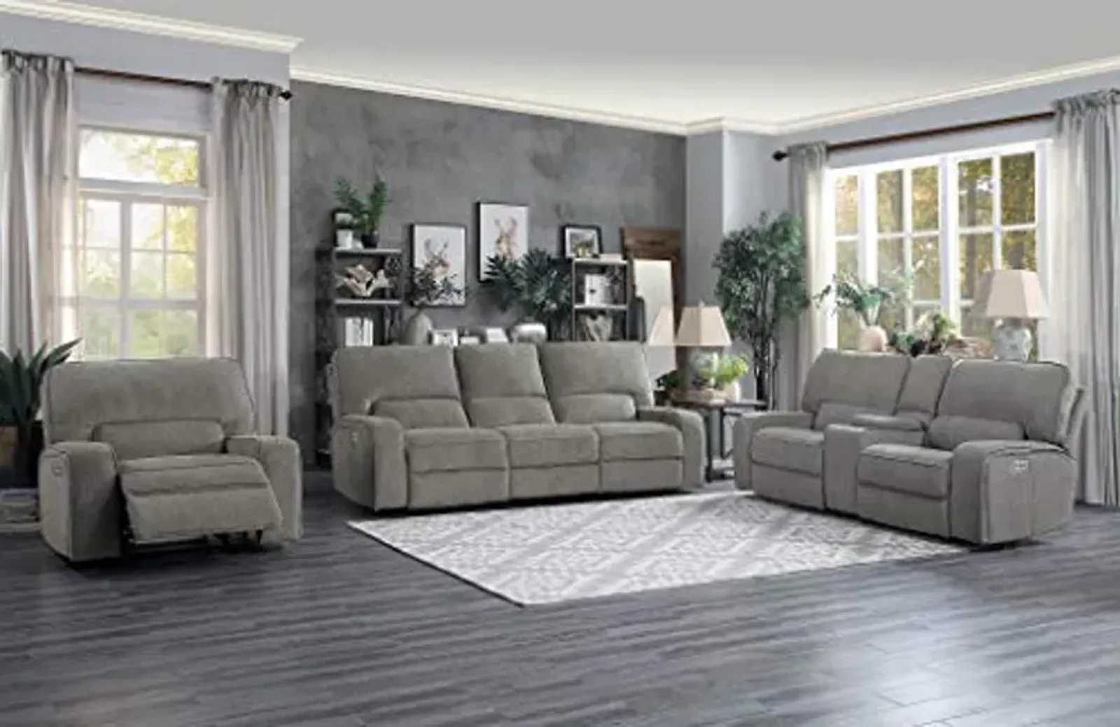 Homelegance Power Reclining Sofa Set, Mocha