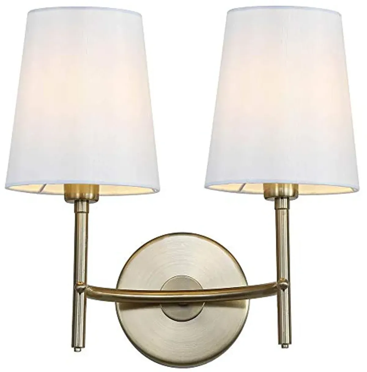 SAFAVIEH SCN4033B Barrett Brass Gold 2-Light Wall (LED Bulbs Included) Sconce, White