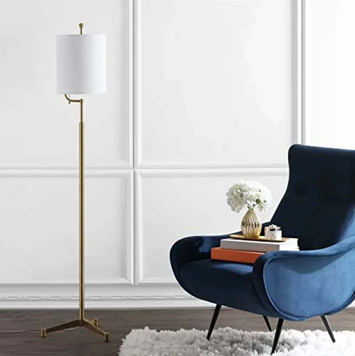 Safavieh FLL4063A Lighting Ezekiel Brass Gold 62-inch (LED Bulb Included) Floor Lamp