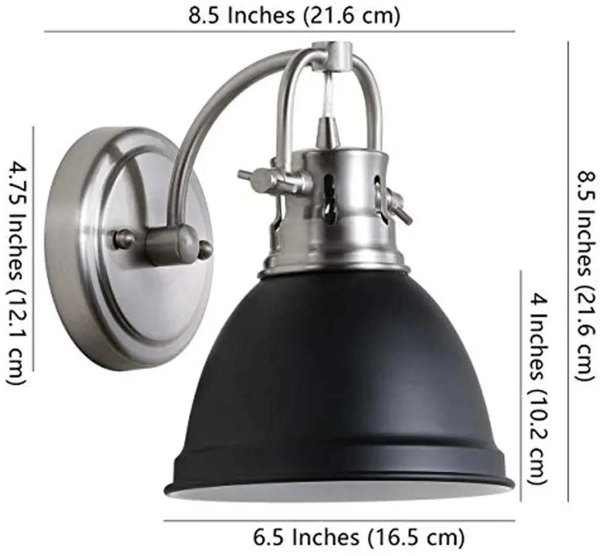 SAFAVIEH SCN4053C Lighting Lawson Brush Nickel and Black Bathroom (LED Bulb Included) Sconce