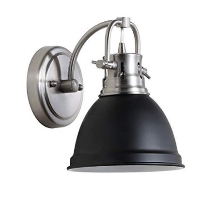 Safavieh SCN4053C Lighting Lawson Brush Nickel and Black Bathroom (LED Bulb Included) Sconce