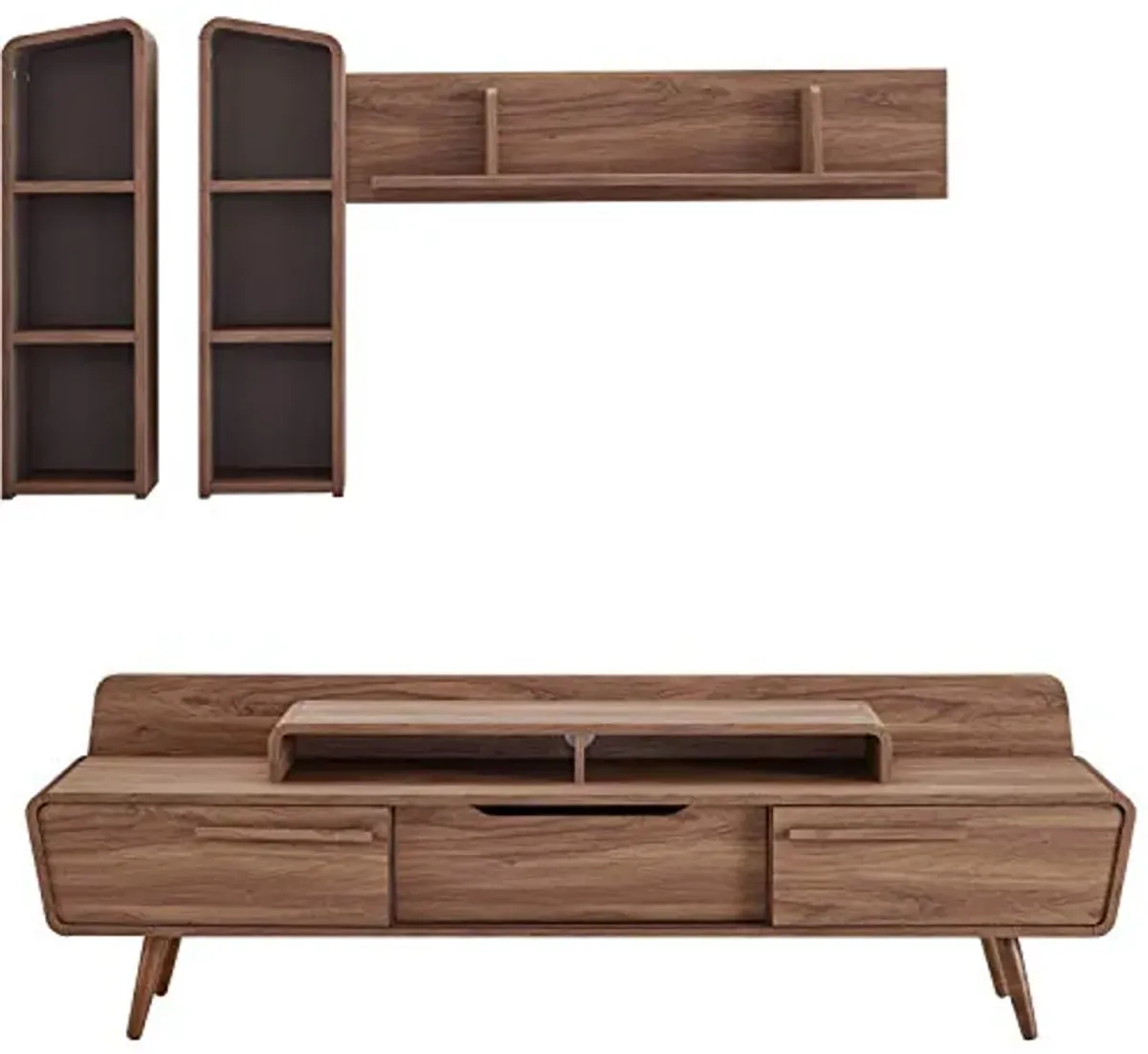 Modway Omnistand 2 Piece Entertainment Center, Walnut Gray