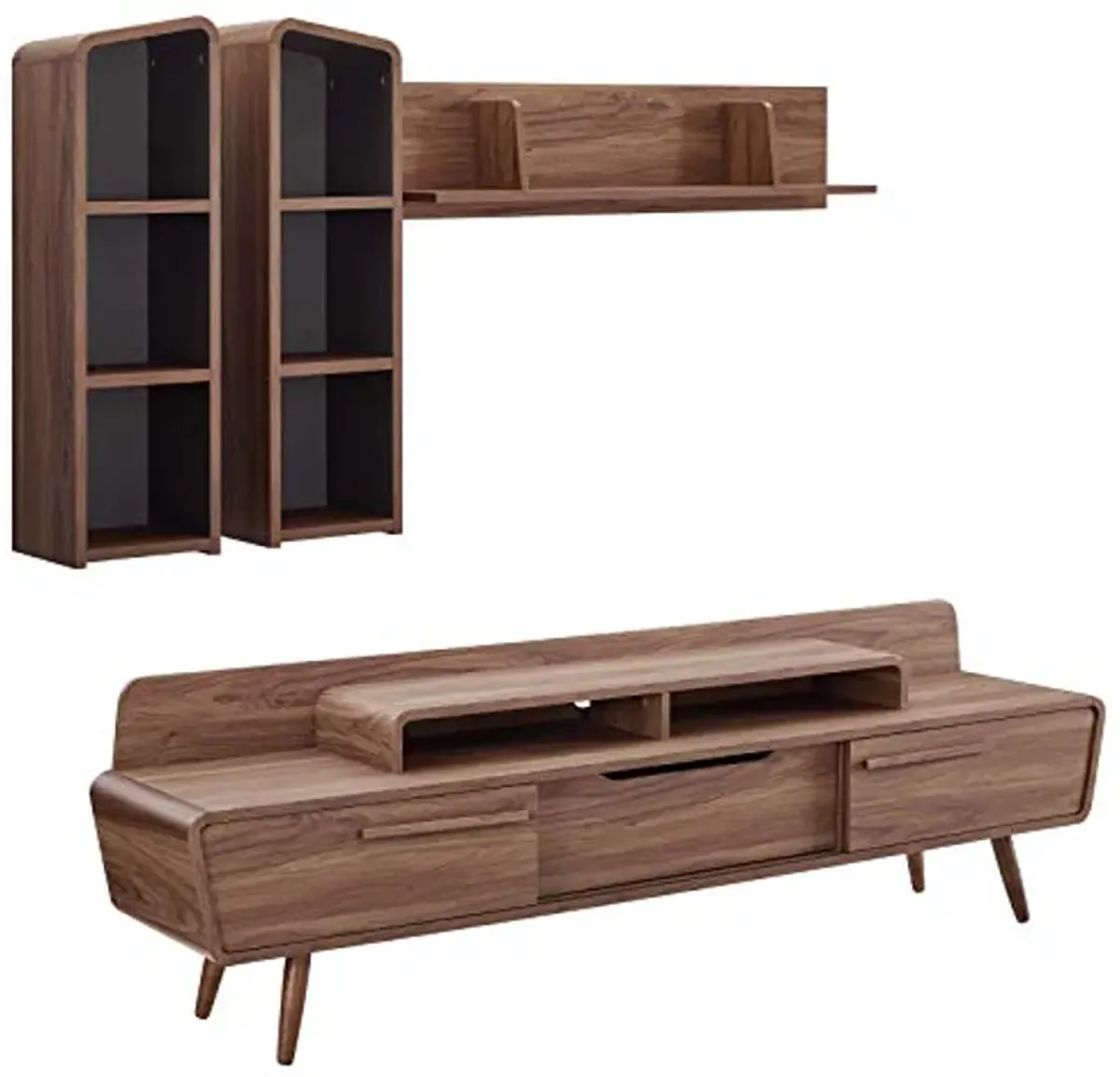 Modway Omnistand 2 Piece Entertainment Center, Walnut Gray