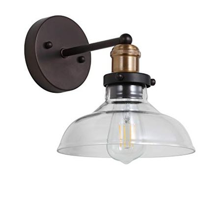 Safavieh SCN4034A Lighting Hendrix Dark Grey and Brass Gold Wall (LED Bulb Included) Sconce