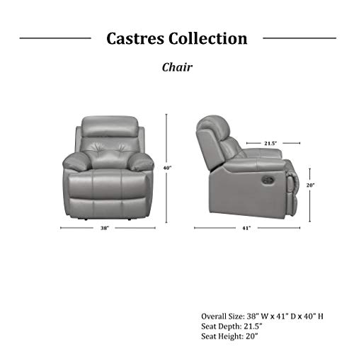 Homelegance 3-Piece Manual Reclining Sofa Set, Gray