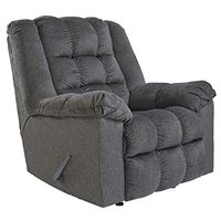 Signature Design by Ashley Drakestone Tufted Manual Rocker Recliner with Lumber Heat and Massage, Gray