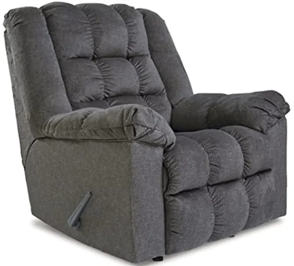 Signature Design by Ashley Drakestone Tufted Manual Rocker Recliner with Lumber Heat and Massage, Gray 40D x 43W x 43H in