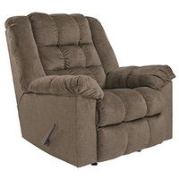 Signature Design by Ashley Drakestone Tufted Manual Rocker Recliner with Lumber Heat and Massage, Polyester,Light Brown, 43D x 40W x 43H in