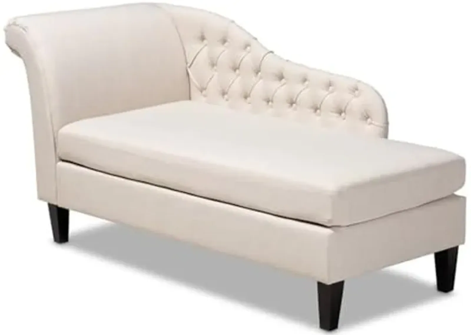 Baxton Studio Florent Beige Upholstered Black Finished Chaise Lounge