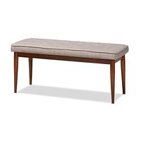 Baxton Studio Itami Upholstered Wood Bench in Light Gray and Medium Oak