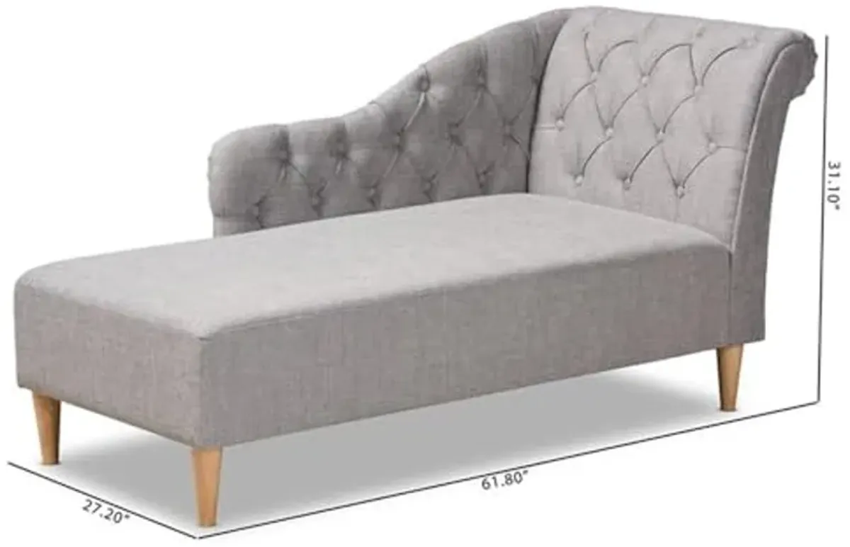 Baxton Studio Emeline Grey Upholstered Oak Finished Chaise Lounge