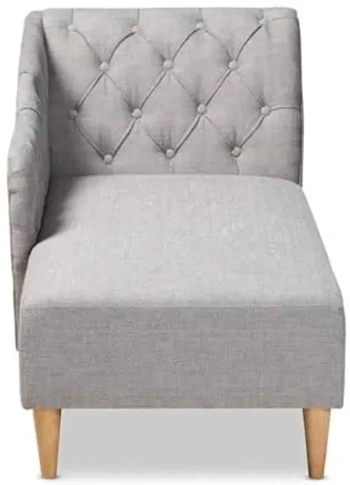 Baxton Studio Emeline Grey Upholstered Oak Finished Chaise Lounge