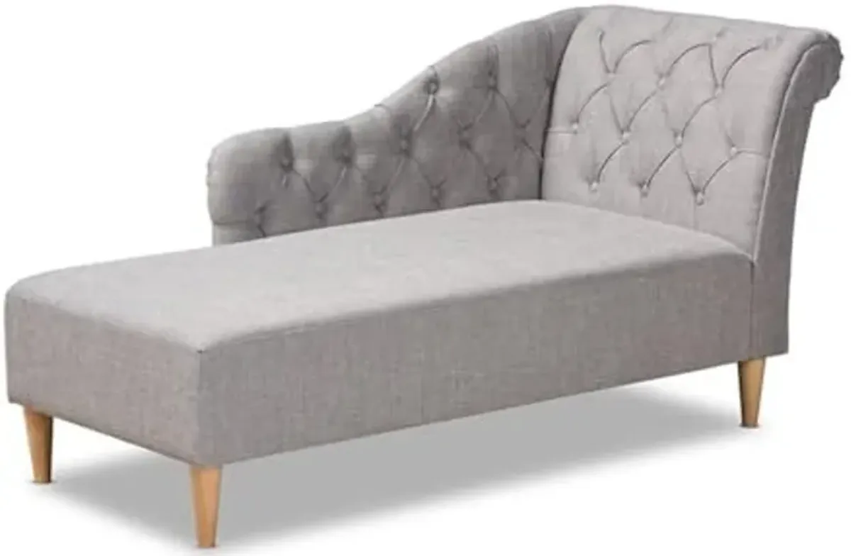 Baxton Studio Emeline Grey Upholstered Oak Finished Chaise Lounge